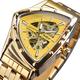 Gewinner Dreieck Skelett Automatikuhr Edelstahl Herren Business Casual unregelmäßiges Dreieck mechanische Armbanduhr goldene Punk-Stil männliche Uhr