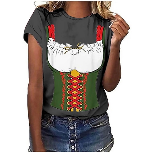 Anime 3D T-Shirt Ärmel T-Shirt Oktoberfestbier Bayerisch Grafik für Damen Erwachsene 3D-Druck für Oktoberfestbier Maskerade Alltagstauglich Image