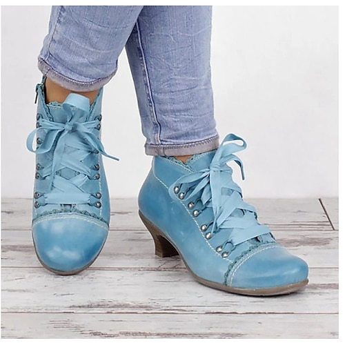 Grüne viktorianische Stiefeletten zum Schnüren für Damen – perfekt für Events im Vintage-Stil und einen einzigartigen Alltagsstil Image