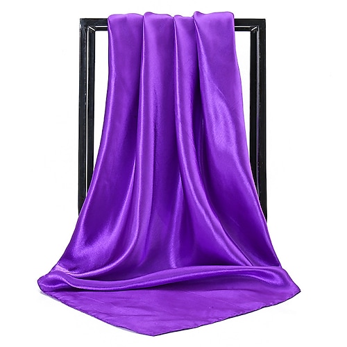 1 stücke 9090 cm einfarbig halstuch hijab schal für frauen seidensatin stirnband haar schals weibliche quadratische schals kopf schals für damen Image