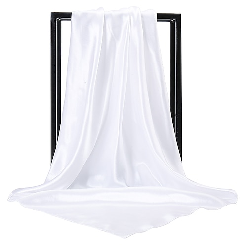 1 stücke 9090 cm einfarbig halstuch hijab schal für frauen seidensatin stirnband haar schals weibliche quadratische schals kopf schals für damen Image