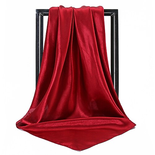 1 stücke 9090 cm einfarbig halstuch hijab schal für frauen seidensatin stirnband haar schals weibliche quadratische schals kopf schals für damen Image