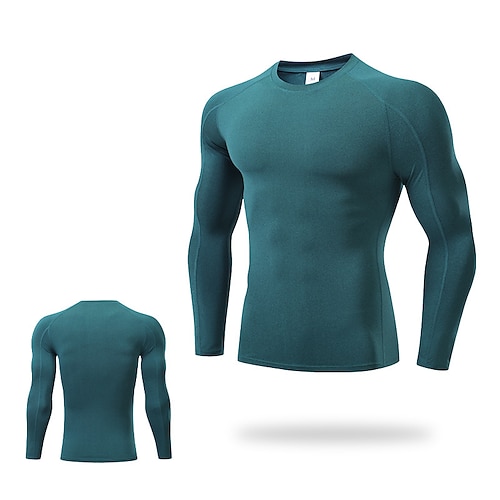 Herren T Shirt Fitnessstudio-Shirt Kompressions-Shirt Fitness-Shirt Männer-Tops Rundhalsausschnitt Langarm Sport Natur Urlaub Ausgehen Casual Schnell Trocknend Schweißableitend Atmungsaktiv Weich Image