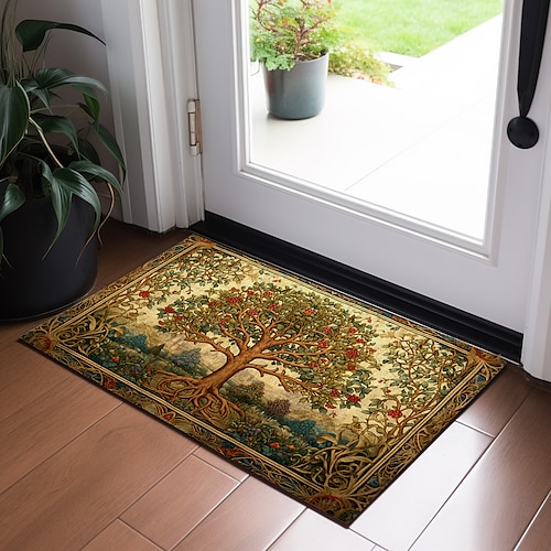 Fußmatte mit Baum des Lebens, Malerei, Fußmatten, waschbare Teppiche, Küchenmatte, rutschfester, ölbeständiger Teppich, Innen- und Außenmatte, Schlafzimmerdekoration, Badezimmermatte, Eingangsteppich Image