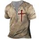 Herren T Shirt Henley Shirt Vintage-Shirt Vintage Designer Basic Hemd Kreuz der Templer Kreuz Kurzarm Hemd Schwarz Khaki Grau Outdoor Täglich Sport Henley Sommer Bekleidung 3D-Druck Übergröße S M L