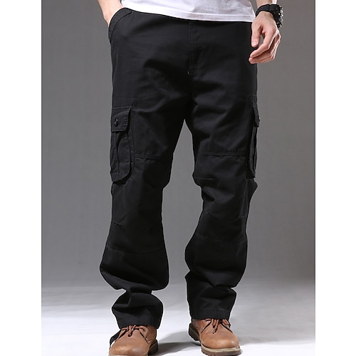 Herren Cargohose Cargohosen Cargohose Wanderhose Tasche Glatt Komfort Atmungsaktiv Outdoor Täglich Ausgehen Modisch Brautkleider schlicht Armee-Gelb Schwarz Mikro-elastisch Image