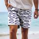 Herren Boardshorts Badeshorts Badehose Schwimmshorts Bademode Kordelzug mit Mesh-Futter Elastische Taille Fische Komfort Atmungsaktiv Kurz Festtage Urlaub Strand Urlaub Hawaiianisch Marineblau Braun