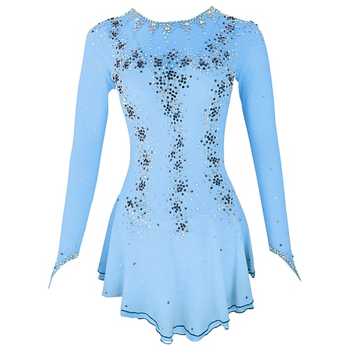 Eiskunstlaufkleid Damen Mädchen Eislaufen Kleider Violett Gelb Gelb Weiß Rückenfrei Spandex Hochelastisch Ausbildung Praxis Professionell Eiskunstlaufkleidung Kristalle Langarm Eislaufen Image