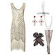 1920er Gatsby Flapper Kleid mit 20er Accessoires Set Damen Pailletten Quaste Fransen Kostüm Retro Vintage Cosplay Party Abendkleid Cocktailkleid