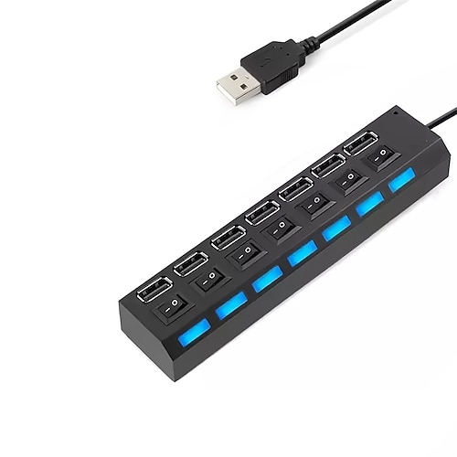 USB 2.0 Naben 7 Häfen 7-in-1 4-IN-1 mit unabhängigen Schaltern USB-Hub mit USB2.0 4 Stromversorgung Für Laptop PC Tablet PC Image