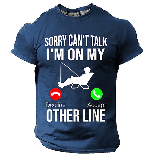 Herren Angel-T-Shirt Lustiges 'Entschuldigung kann nicht reden ich bin in meiner anderen Leitung' Grafik T-Shirt für Angler Image