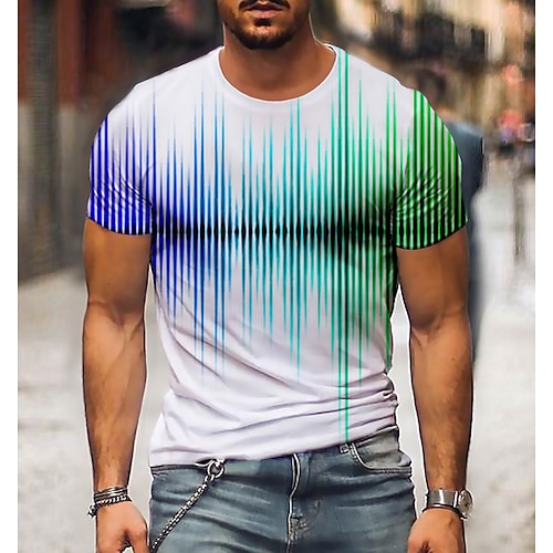 Herren Grafik 3D Hemd T Shirt Kurzarm T-Shirt 3D-Druck Rundhals Hemd Streetwear Täglich Ausgehen Schwarz / Weiß Schwarz Weiß Bekleidung Übergröße Normal S M L XL XXL 3XL 4XL Image