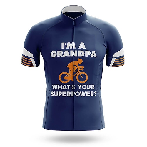 Herren Radtrikot Grafik Buchstaben Zahlen Lustig Kurzarm Fahhrad Trikot Oberteil mit 3 Gesäßtaschen Mountainbike MTB Straßenradsport Schnelltrocknend Weich Reflektierende Streifen Rückentasche Sport Image