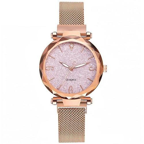rose gold damenuhr luxus magnetische sternenhimmel dame armbanduhr mesh weibliche uhr