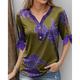 Damen T Shirt Henley Shirt Blumen Casual Festtage Taste Ausgeschnitten Bedruckt Rote Kurzarm Modisch V Ausschnitt Frühling Sommer