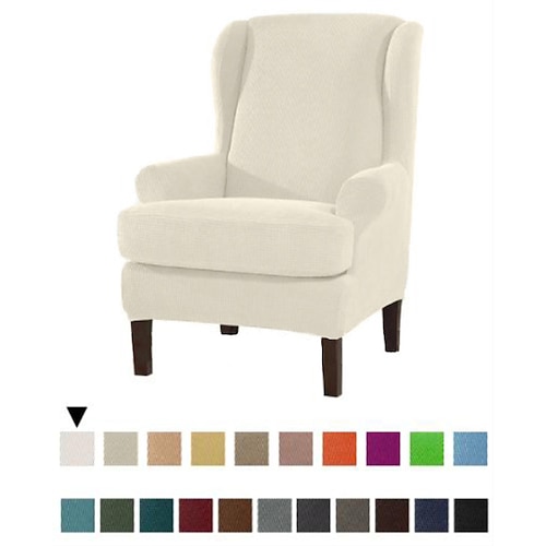 Ohrensesselbezug Sesselbezug Stretch Sofabezug elastischer Couchbezug mit T-Kissenbezug einfarbig burgunderrot einfarbig weich strapazierfähig Image