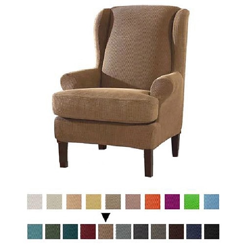 Ohrensesselbezug Sesselbezug Stretch Sofabezug elastischer Couchbezug mit T-Kissenbezug einfarbig burgunderrot einfarbig weich strapazierfähig Image