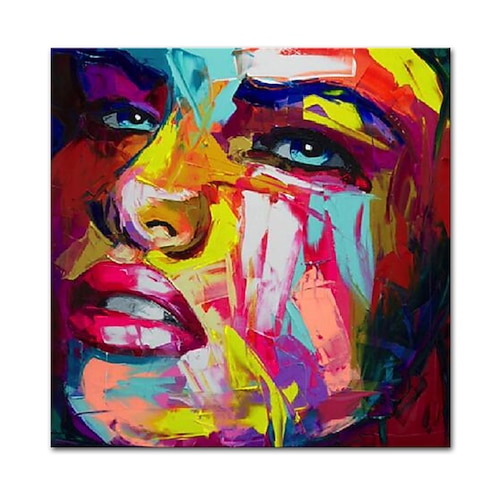 Mintura handgefertigte Figur Ölgemälde auf Leinwand Wandkunst Dekoration modernes abstraktes Gesichtsbild für Wohnkultur gerolltes rahmenloses ungedehntes Gemälde Image