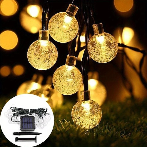 5m Lichterketten 30 LEDs EL Warmweiß Weiß Mehrfarbig Globe / Ball Lichterketten Solar Hochzeit Weihnachtsdekoration 5 V Image