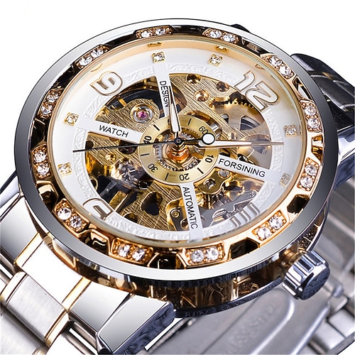 FORSINING Herren Mechanische Uhr Luxus Große Ziffernblatt Mode Geschäftlich Automatische Uhr Selbstaufziehende Leuchtender Kalender Edelstahl Uhr Männliche Uhr Image