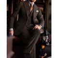 Herren-Tweed-Vintage-Hochzeitsanzüge, 3-teilig, Übergröße, einfarbig, maßgeschneiderte Passform, einreihig, zwei Knöpfe, Braun, Burgunderrot, Blau, Schokolade, 2024