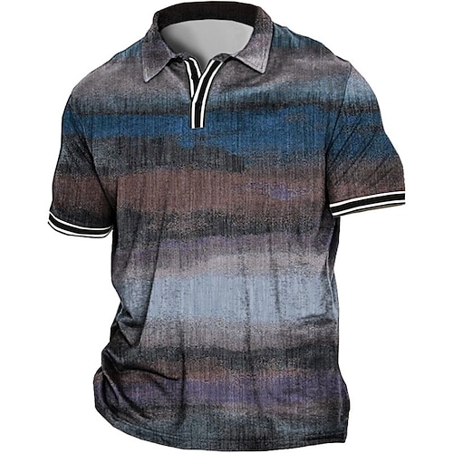 Herren Übergröße Poloshirt Groß und hoch Farbblock Umlegekragen Bedruckt Kurzarm Frühling Sommer Sport Modisch Strassenmode Designer Outdoor Strasse Oberteile Image
