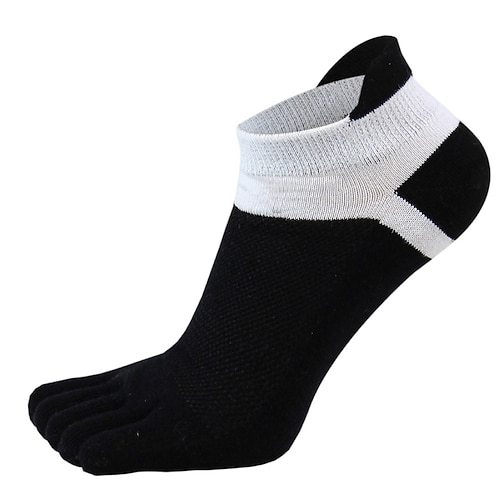 Herren 3 Paare Ankle Socken Zehensocken Niedrig geschnittene Socken Schwarz Weiß Farbe Farbblock Freizeitskleidung Urlaub Wochenende Gitter Mittel Sommer Frühling Herbst Stilvoll Brautkleider Image
