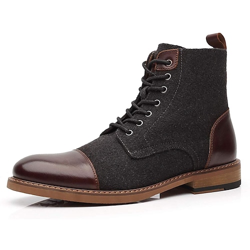 Herren Stiefel Bullock Schuhe Abendschuhe Wanderschuhe Brautkleider schlicht Täglich Leder Komfortabel Stiefeletten / Stiefeletten Halbschuhe Dunkelbraun Schwarz Hell Gray Frühling Herbst