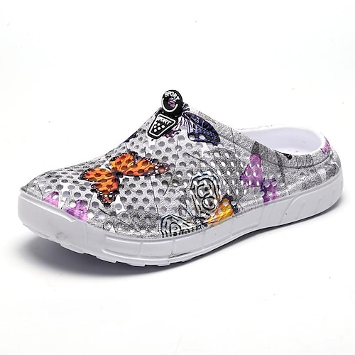 Atmungsaktive Damen-Schlupfschuhe aus Mesh – leichte Strand- und Gartenclogs mit Schmetterlingsdruck für den Sommer Image