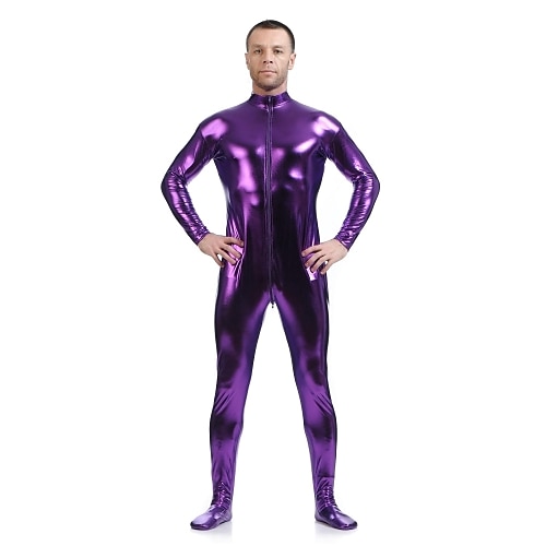 Glänzende Zentai-Anzüge Cosplay Kostüm Ganzkörperanzug Karnevalskostüm Ganzkörperanzug Herren Damen Sex Sexy Kostüm Einfarbig Elasthan Latex Kostüm für Halloween Erwachsene