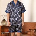 Herren Schlafanzüge Schlafanzug Set Pyjama aus Seide Pyjama-Oberteil und Shorts 1 Set Punkt Einfach Komfort Heim Täglich Kunstseide Atmungsaktiv Kargen Kurzarm Kurze Hosen Tasche Herbst Frühling Wein