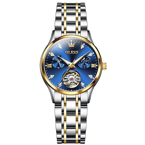 OLEVS 6608 Automatische mechanische Uhr Valentinstagsgeschenk für Frauen Tiefen wasserdicht Leuchtende Mondphasen Hand Uhr Original Luxus Damenuhren Image