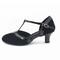 Damen Ballsaal Schuhe für modern Dance Salsa Schuhe Line Dance Absätze Farbaufsatz Kubanischer Absatz Schnalle T-Riemen Schwarz und Gold Schwarz