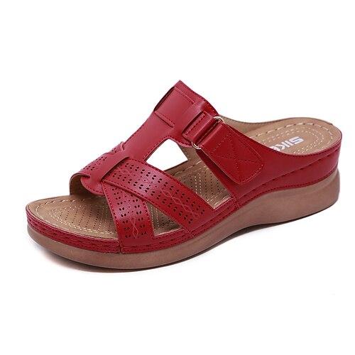 schwarze Damen-Sandalen zum Hineinschlüpfen mit Cut-Out-Design und bequemer Sohle für den Sommer und die Freizeit