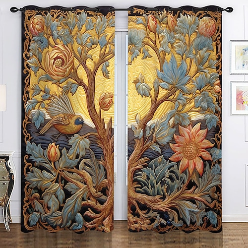 Verdunkelungsvorhänge im Landhausstil mit Ösen/Ösen für Wohnzimmer, Schlafzimmer, Tür, Küche, Balkon, Fensterbehandlungen, thermisch isolierte Raumverdunkelung Image