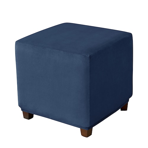 Stretch-Ottoman-Bezug, burgunderfarbener Samt, quadratische Ottoman-Schonbezüge, rechteckiger, faltbarer Aufbewahrungshocker-Bezug, Bankbezug, Möbelschutz, weicher Schonbezug mit elastischem Boden Image