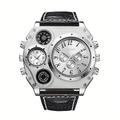 Herren-Sportuhr mit zwei Zeitzonen: multifunktionale Kompass-Quarz-Armbanduhr für klassischen Stil