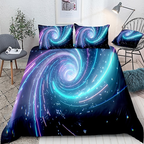 3D-Wirbel-Bettbezug-Bettwäsche-Sets Bettbezug mit 1 Bettbezug oder Bettdecke, 1 Blatt, 2 Kissenbezügen für Doppelbett/Königin/König (1 Kissenbezug für Zwillinge/Einzelbetten) Image