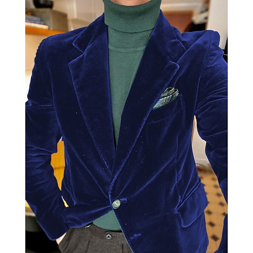 Herren Blazerjacke Notch-Kragen Mode Lässig Einfarbig Königliches Blau Purpur Braun Schmale Passform Einreihig Zwei-Knöpfe Image