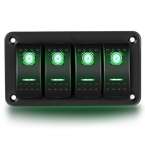 4-Zellen-Wippschalter aus Aluminium, Kippschalter, 5-polig, vorverdrahteter Wippschalter, roter Hintergrundbeleuchtungsschalter für Auto, Marine, Wohnmobil Image