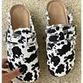 Damen Clogs Vintage Clogs Täglich Gehen Leopard Sommer Flacher Absatz Runde Zehe Leinwand Halbschuhe Schwarz / weiss Leopard Schwarz / Beige