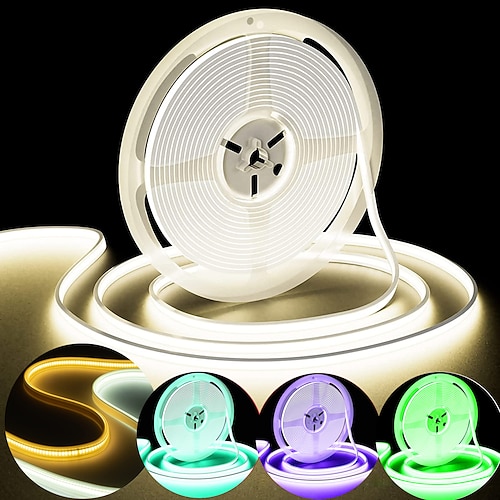 2m-30m cob led strip light plug in flexible 220v wasserdichte ip67 hochspannungs-led-streifen mehrere farben 240leds/m wasserdichte led-lichtstreifen für schlafzimmer wohnzimmer küchenmöbel Image