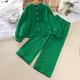 2 Stück kinderkleidung Mädchen Feste Farbe Taste Shirt Hose einstellen Langarm Modisch Outdoor 7-13 Jahre Frühling Rote Blau Grün