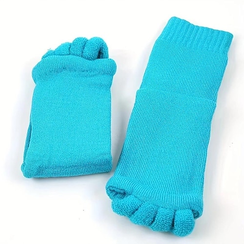 1 Paar zehenlose Yoga-Socken, geteilte Fünf-Zehen-Socken, bequeme und atmungsaktive Fußausrichtungssocken, rutschfeste Massagesocken Image