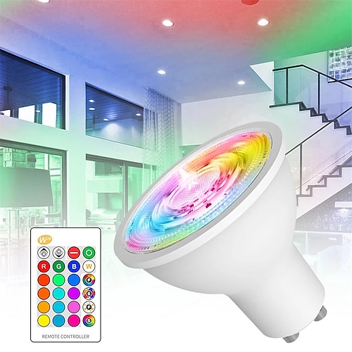 Gu10 LED-Spot-Glühbirnen 5 W Farbwechsel mit Remote-RGB-Weiß-Speicher-Stimmungs-Ambiente-Beleuchtung Image