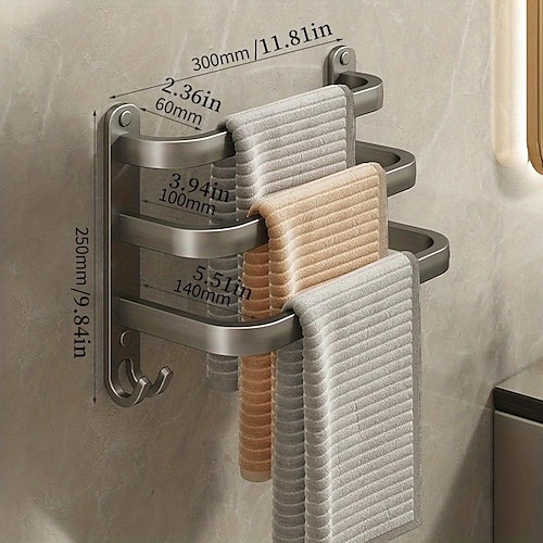 1 Stück platzsparender Wandhandtuchhalter – Aluminium-Duschraumhalter für Badezimmerhandtücher und Waschraumaufbewahrung Image