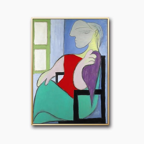 Mintura, handgefertigt, Pablo Picasso, berühmte Ölgemälde auf Leinwand, Heimdekoration, moderne Wandkunst, abstraktes Porträtbild für Heimdekoration, gerolltes, rahmenloses, ungedehntes Gemälde Image