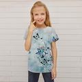 Kinder Mädchen T Shirt Kurzarm 3D Druck Schmetterling Tier Grün Blau Weiß Kinder Oberteile Frühling Sommer Aktiv Mode Streetwear Täglich Indoor Outdoor Regular Fit 3-12 Jahre / niedlich