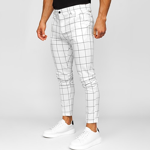 Herren Hose Hosen Chinesisch Chino Chino Hosen Tasche Plaid Komfort Atmungsaktiv Outdoor Täglich Ausgehen Modisch Brautkleider schlicht Cachi scuro Schwarz Image