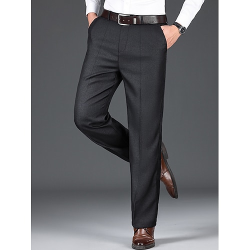 Herren Anzughosen Hose Hosen Anzughose Tasche Glatt Komfort Atmungsaktiv Outdoor Täglich Ausgehen Modisch Brautkleider schlicht Schwarz Staubiges Blau Image